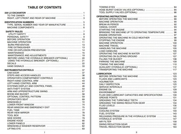 Link Belt Excavator 330 LX EX Schematics Operators Parts Service Manual 1