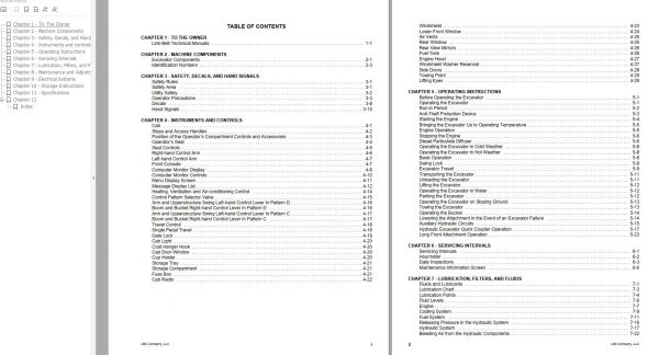 Link Belt Excavator 350 X3 Schematics Operators Service Manual 2