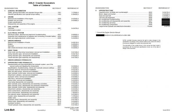 Link Belt Excavator 370 LX SL Service Manual 1