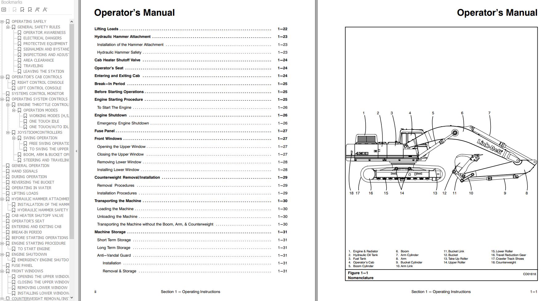 Link Belt Excavator 4300 QEX Quantum Schematics Operation Shop Manual 1