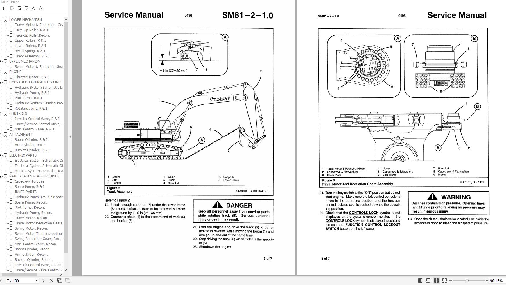Link Belt Excavator 4300 QSL Quantum Schematics Operation Service Manual 1