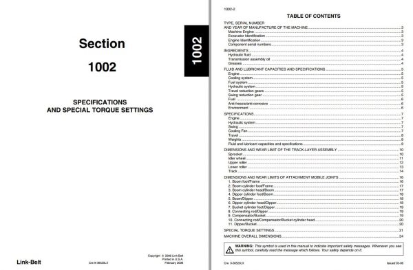 Link Belt Excavator 700 LX EX Tier 3 Schematics Parts Operation Service Manual 5