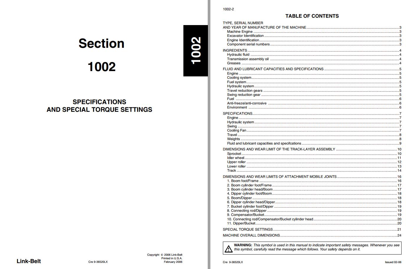 Link Belt Excavator 700 LX EX Tier 3 Schematics Parts Operation Service Manual 5