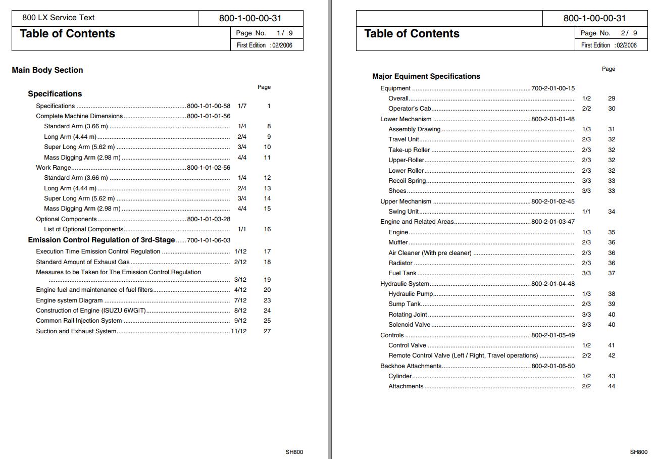 Link Belt Excavator 800 LX EX Tier 3 Schematics Operation Parts Service Manual 1