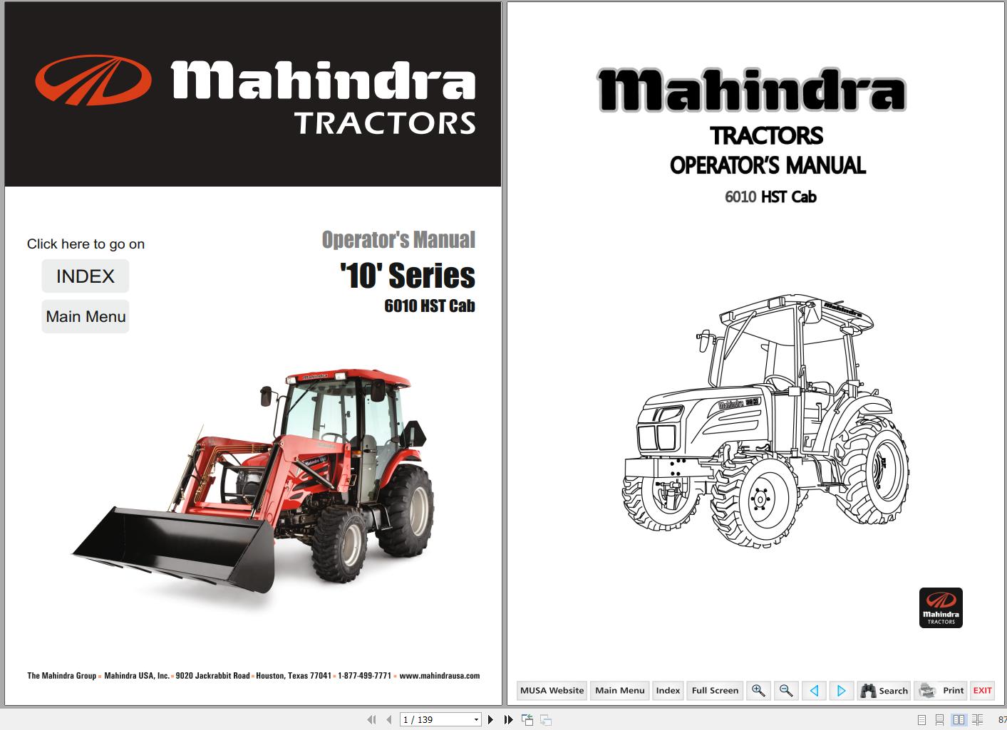Mahindra Tractor 10 Series 6010 HST Cab Operators Manual 1260 940 001 0 2011 1