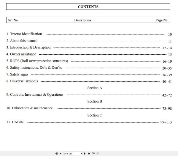 Mahindra Tractor 10 Series 6010 HST Cab Operators Manual 1260 940 001 0 2011 2