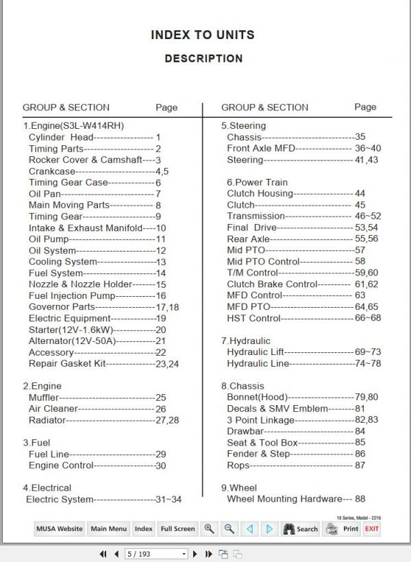 Mahindra Tractor 16 Series 2216 Gear HST Parts Catalogue 2