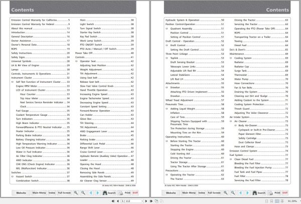 Mahindra Tractor 35 Series 3540 3550 HST Operators Manual 2