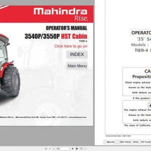 Mahindra Tractor 35 Series 3540P 3550P HST Cabin Operators Manual 1