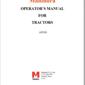 Mahindra Tractor 4510 Operators Manual 1451 940 001 0 2005 1