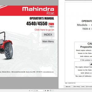 Mahindra Tractor 4540 4550 2WD Operators Manual 1