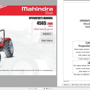 Mahindra Tractor 4565 2WD Operators Manual 1