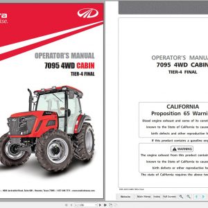 Mahindra Tractor 7095 4WD Cabin Operators Manual 1