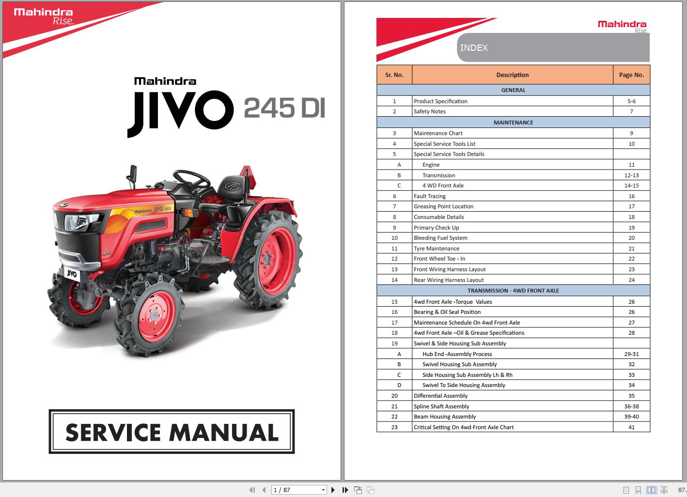 Mahindra Tractor Jivo 245 DI Service Manual 1