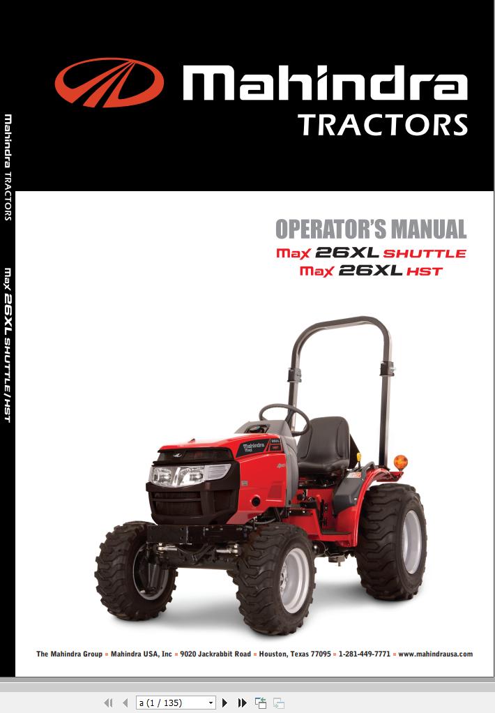 Mahindra Tractor MAX26XL Shuttle MAX26XL HST Operators Manual 031311 19583713002 1