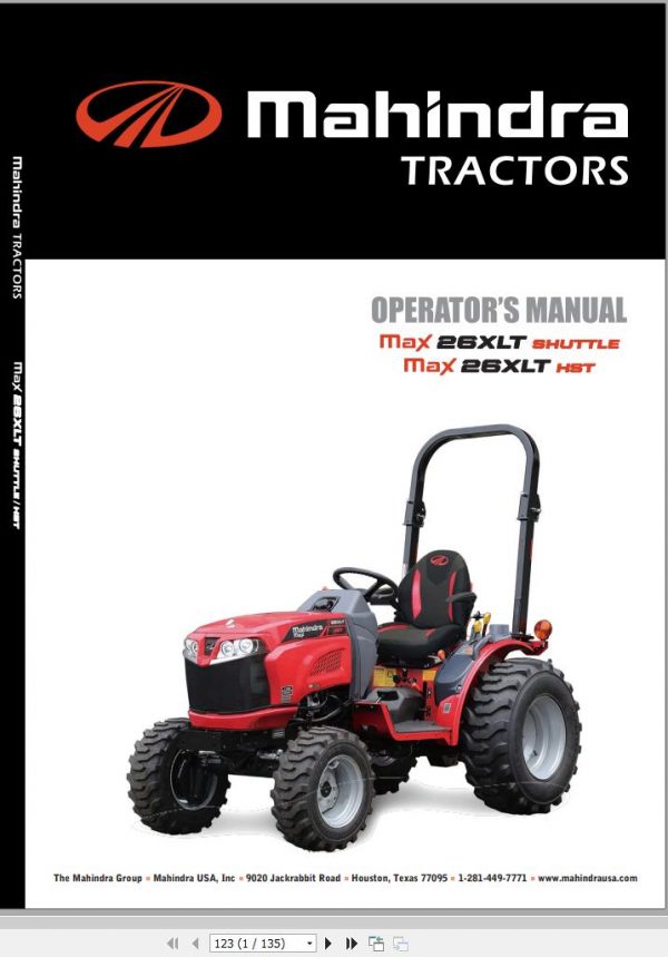 Mahindra Tractor Max 26XLT Shuttle HST Operators 99610 62110 2017 1