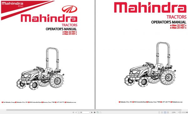 Mahindra Tractor eMax 22 25 HST s Operators Manual 1120 912 002 0 2016 1