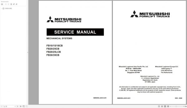 Mitsubishi Forklift MCFE FB10CB Service Manual 2020 1