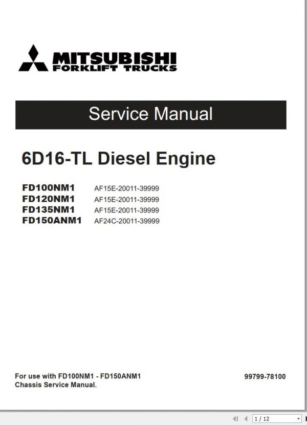 Mitsubishi Forklift MCFE FD100NZBONUS Service Manual 2010 1
