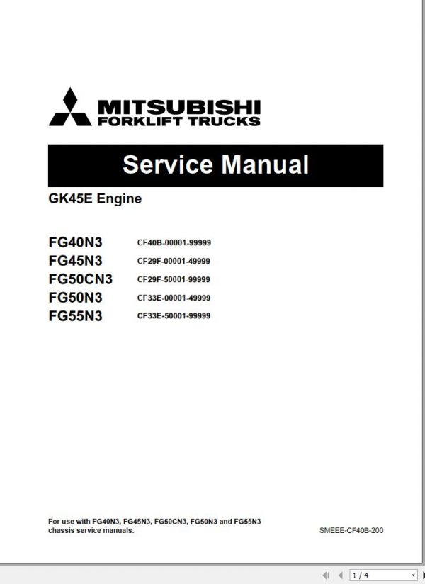 Mitsubishi Forklift MCFE FG40N3 Service Manual 2020 1