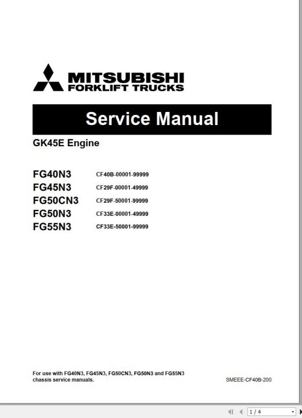 Mitsubishi Forklift MCFE FG45N3 Service Manual 2020 1
