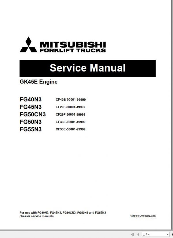 Mitsubishi Forklift MCFE FG50CN3 Service Manual 2020 1