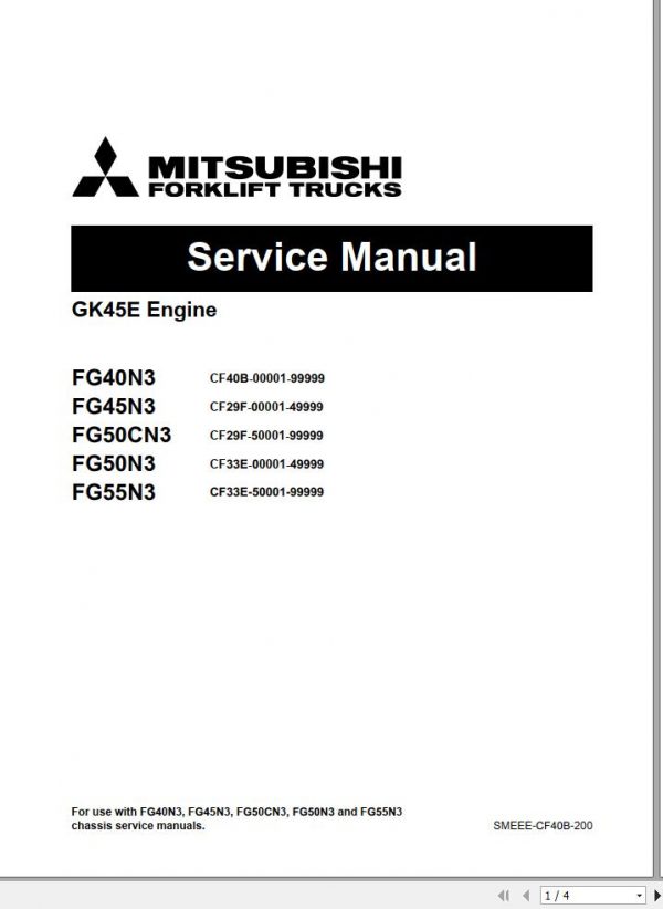 Mitsubishi Forklift MCFE FG50N3 Service Manual 2020 1