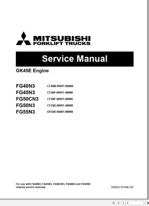 Mitsubishi Forklift MCFE FG55N3 Service Manual 2020 1