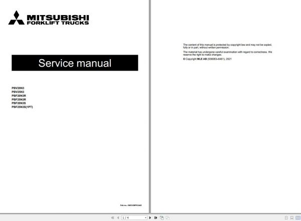 Mitsubishi Forklift MCFE PBF20N3S Service Manual 2021 1