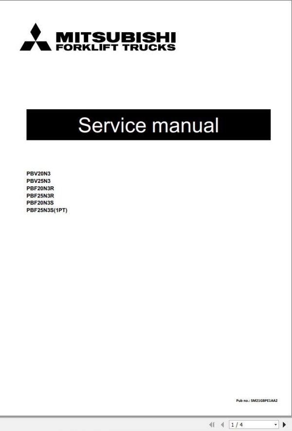Mitsubishi Forklift MCFE PBF25N3S1PT Service Manual 2021 1