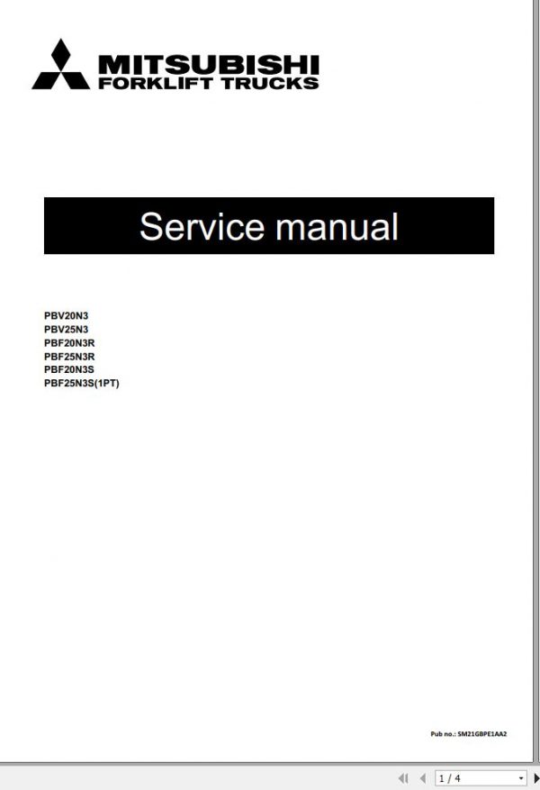 Mitsubishi Forklift MCFE PBV20N3 Service Manual 2021 1