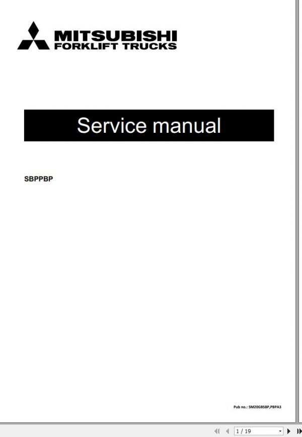 Mitsubishi Forklift MCFE SBP12PC Service Manual 2020 1