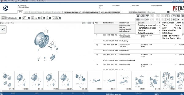 PETKA 8.3 Volkswagen Seat Skoda Audi Commercial Vehicles Porsche 10.2021 Spare Parts Catalog DVD 13