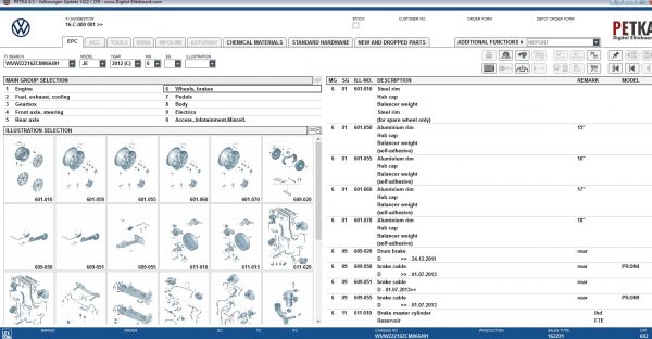 PETKA 8.3 Volkswagen Seat Skoda Audi Commercial Vehicles Porsche 10.2021 Spare Parts Catalog DVD 9