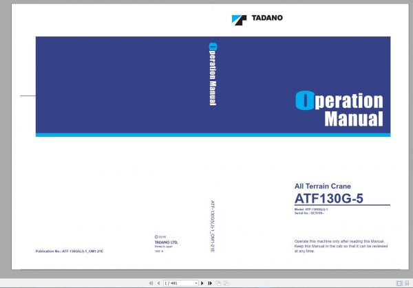 Tadano Mobile Crane 6.02 GB PDF DVD Updated 11.2021 Operator Maintenance Manual 5