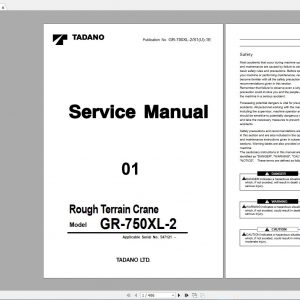 Tadano Mobile Crane GR 750XL 2 Service Parts Catalog Operator Manual Maintenance Manual and Circuit Diagrams 4