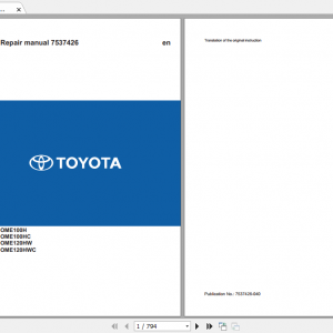 Toyota BT OME100HOME100HCOME120HWOME120HWC Repair Manual 7537426 1
