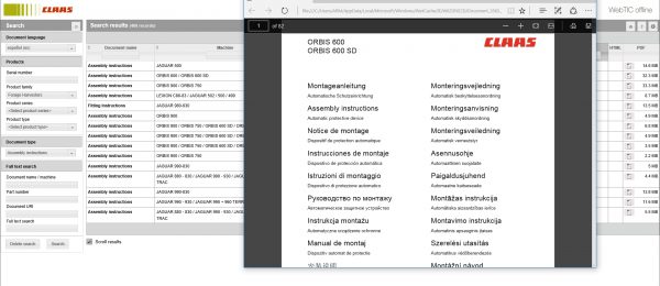 WebTIC ES CLAAS WebTIC Offline ES 11.2021 Operator Manual Repair Manual and Service Documentation EN DVD 4