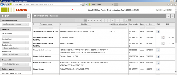 WebTIC ES US CLAAS WebTIC Offline ES US 11.2021 Operator Manual Repair Manual Service Documentation DVD 1