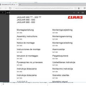WebTIC JA Japan CLAAS WebTIC Offline JA 11.2021 Operator Manual Repair Manual Service Documentation DVD 2
