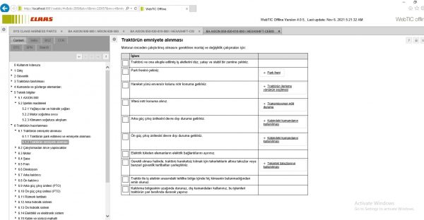 WebTIC TR Turkey CLAAS WebTIC Offline TR 11.2021 Operator Manual Repair Manual Service Documentation DVD 6