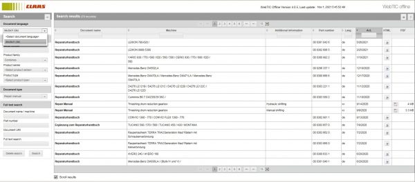 WebTIC de German CLAAS WebTIC Offline de German 11.2021 Operator Manual Repair Manual and Service Documentation DVD 1