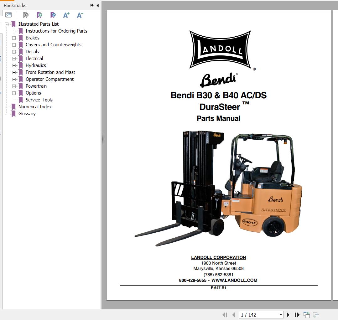Bendi Forklift AC DS Parts Manual F 647 R1 1