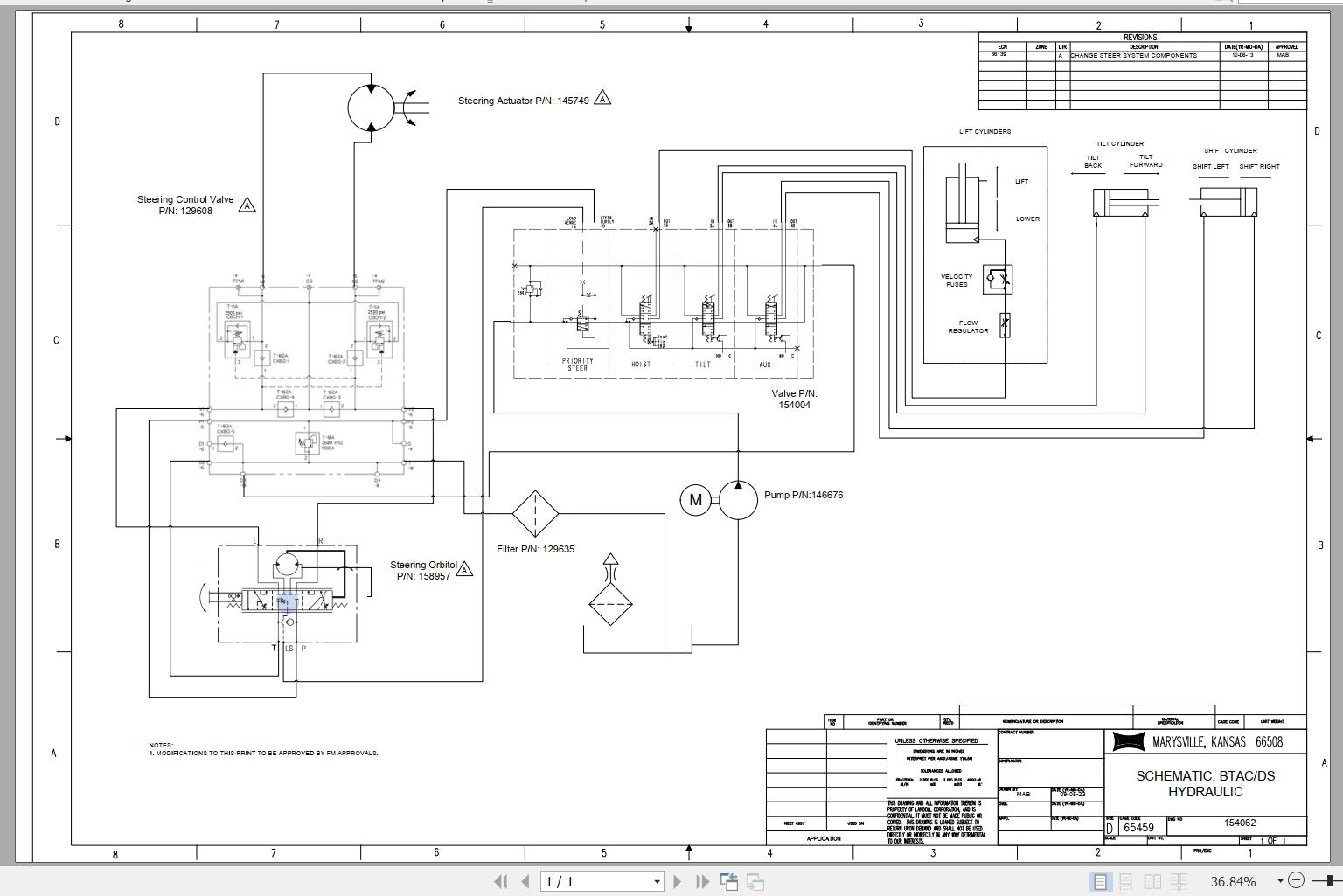 Bendi Forklift AC Hydraulic Schematic 154062 1
