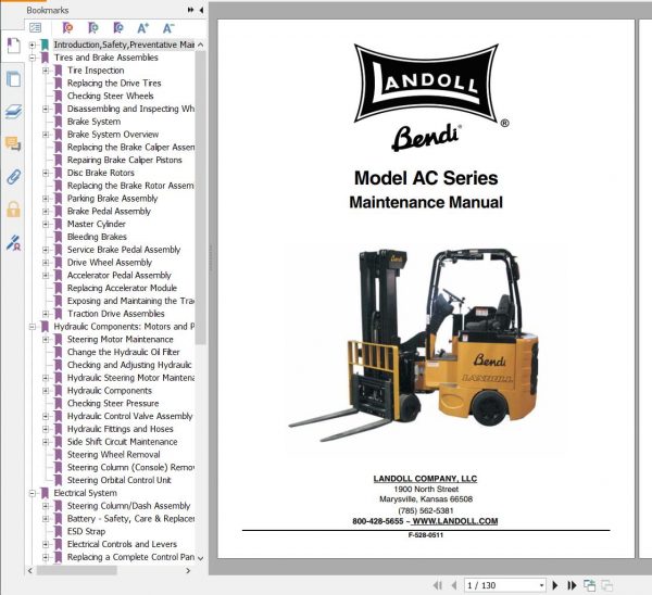 Bendi Forklift AC Maintenance Manual F 528 0511 1