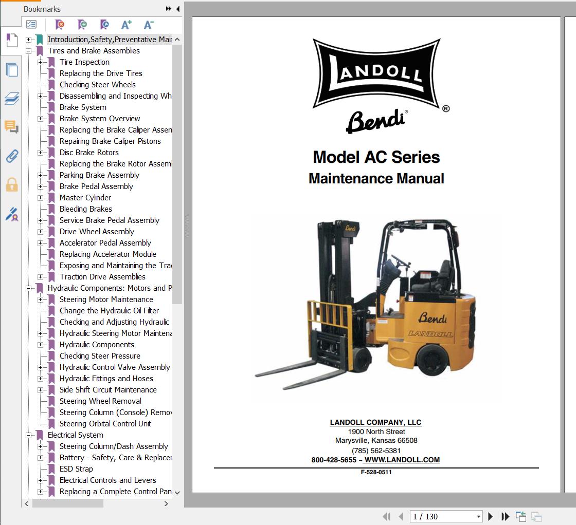 Bendi Forklift AC Maintenance Manual F 528 0511 1