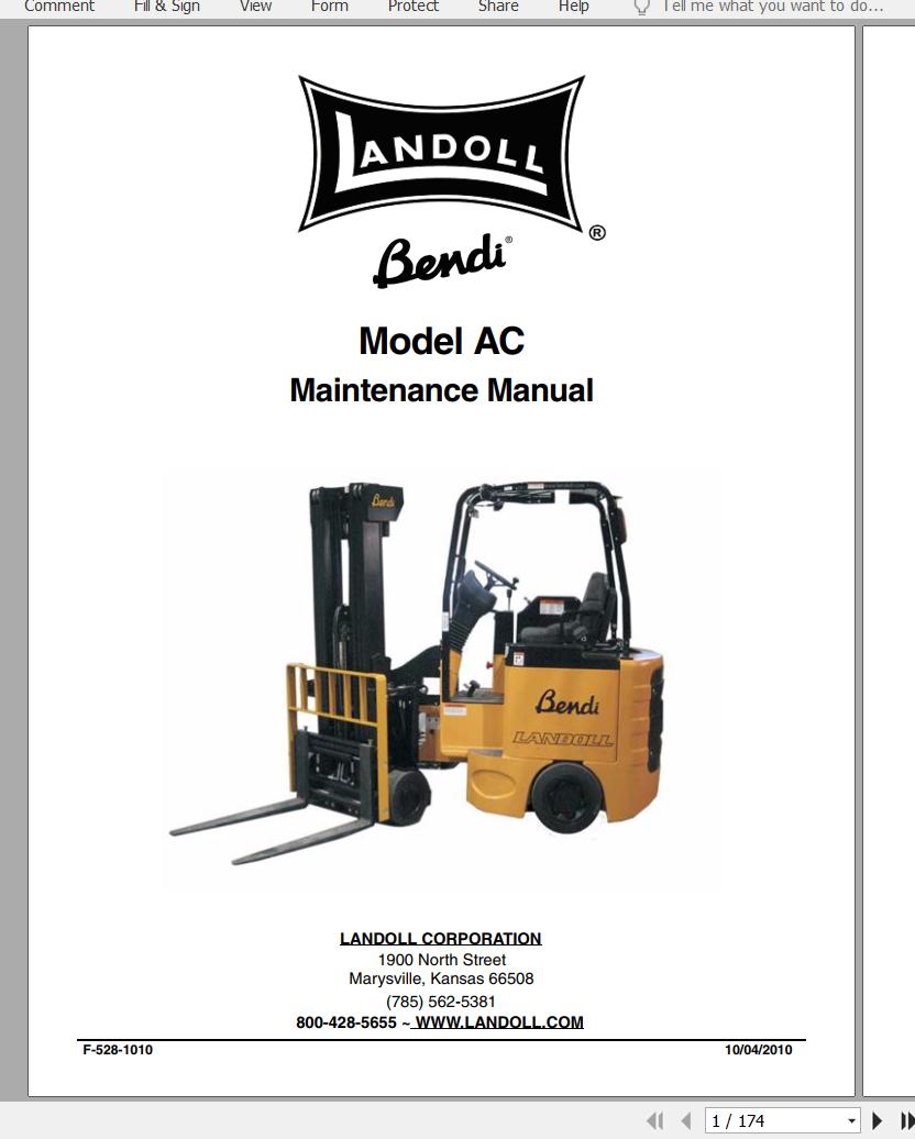 Bendi Forklift AC Maintenance Manual F 528 1010 1