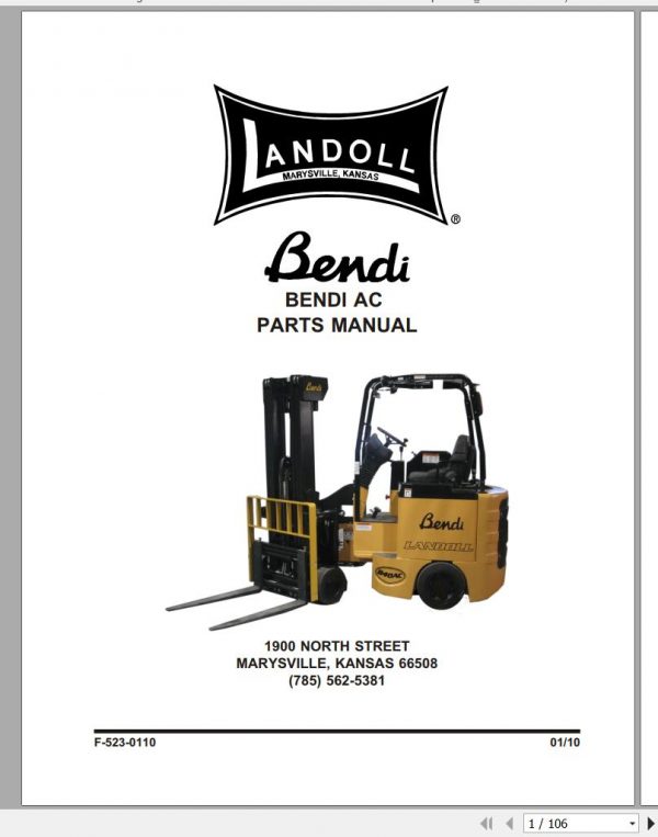 Bendi Forklift AC Parts Manual F 523 0110 1