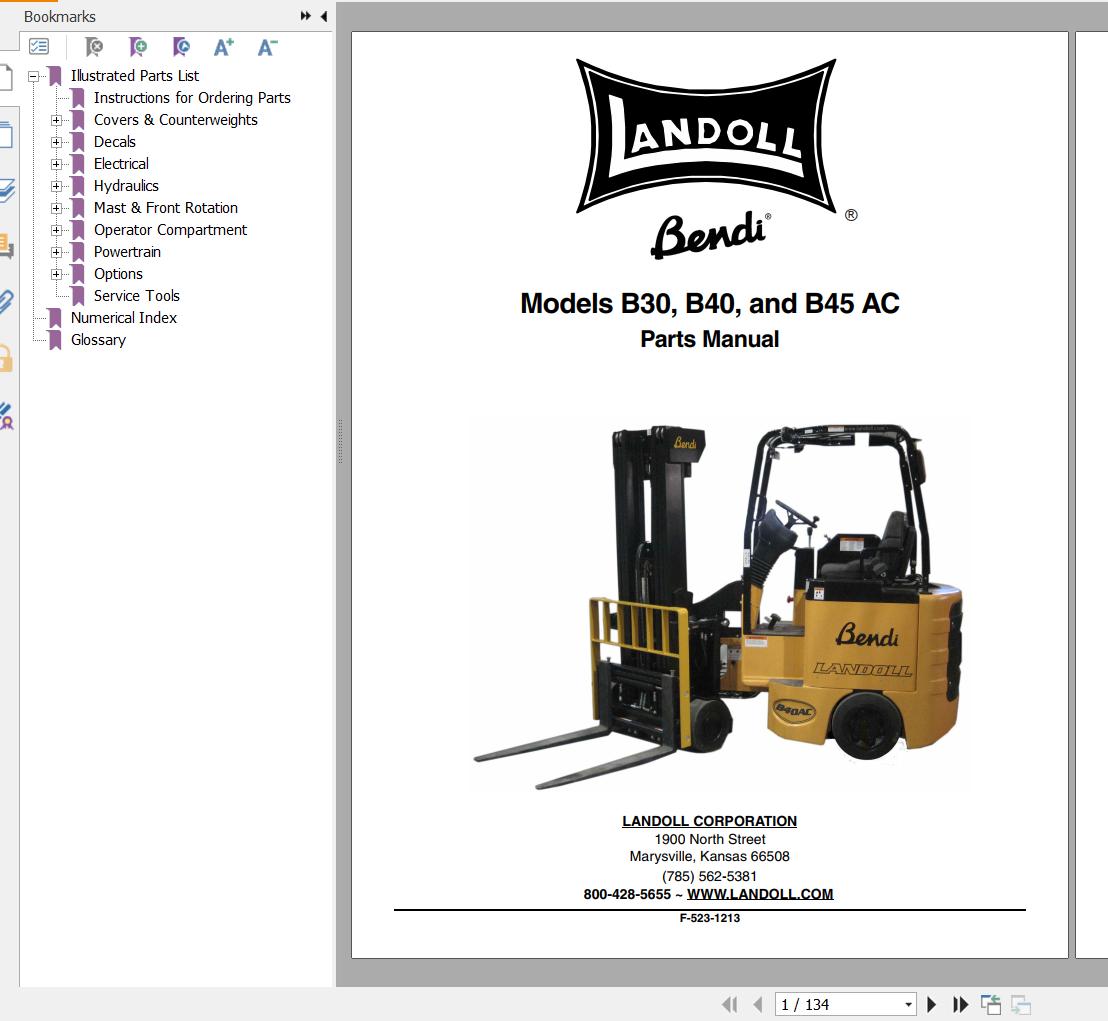 Bendi Forklift AC Parts Manual F 523 1213 1