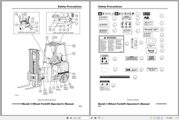Bendi Forklift B325 Operators Manual Parts Manual 2